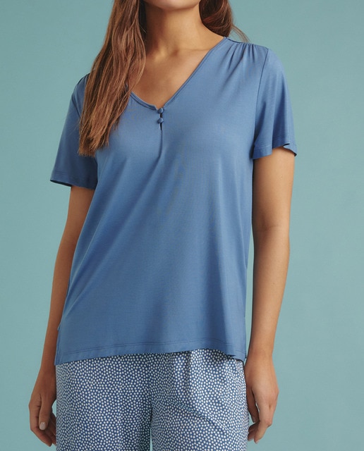 Imagen 0 de Camiseta pijama de mujer escote pico