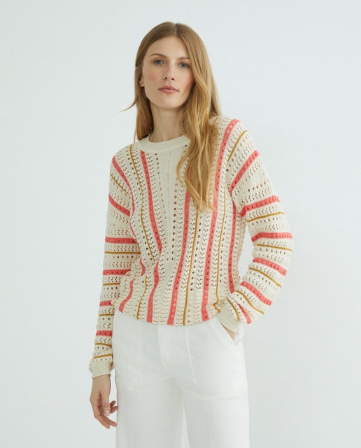 Imagen 0 de Jersey de mujer cuello redondo rayas