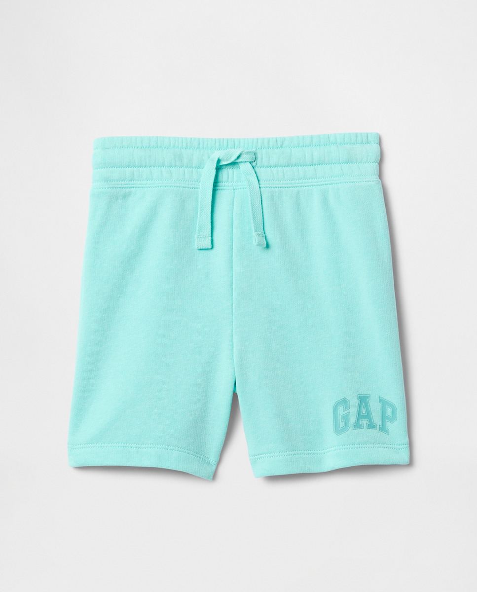 Bermudas de Felpa Francesa Suave com Cintura Elástica e Logótipo na Bainha Turquesa-3