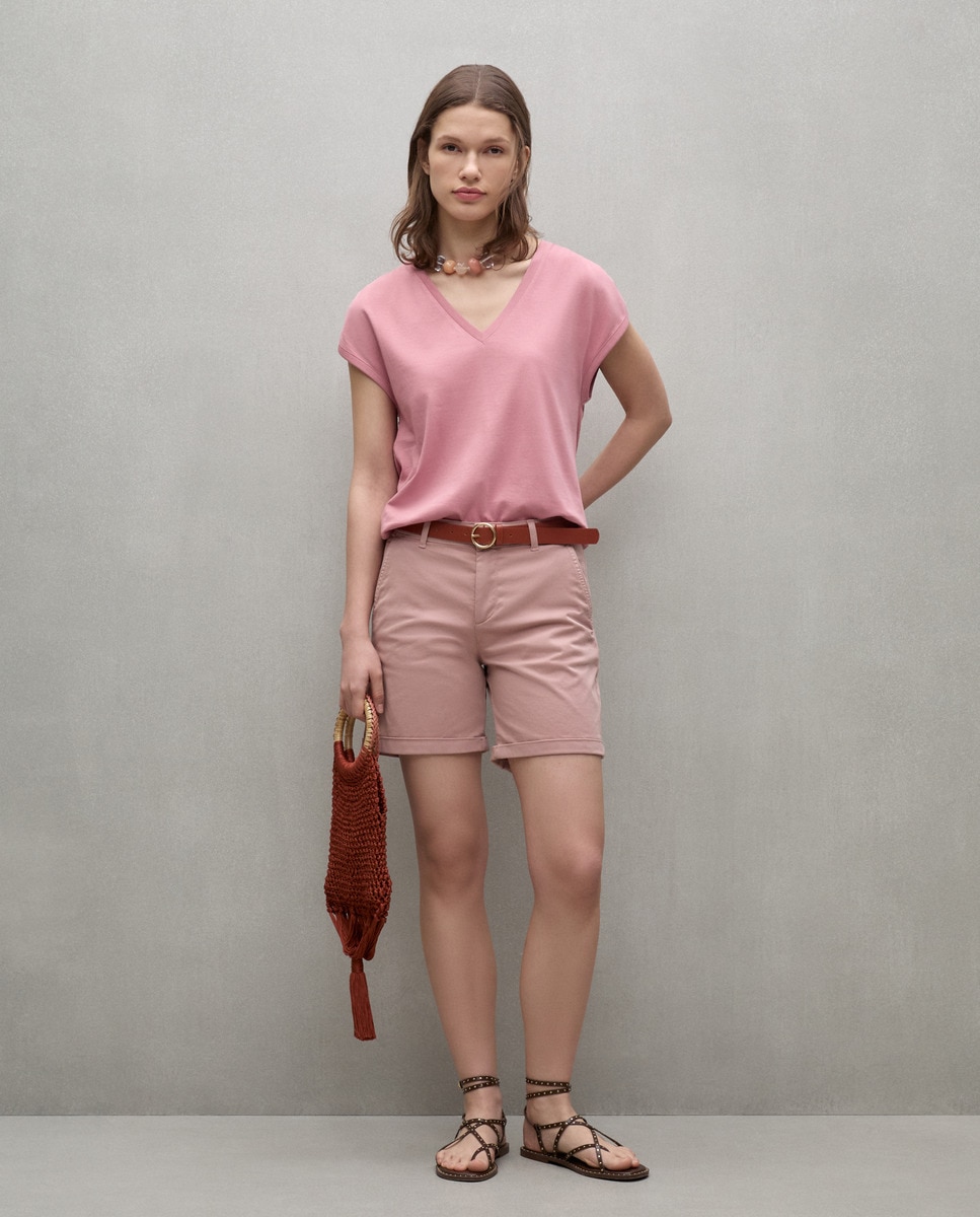 Bermudas com Cinto Rosa-claro-1