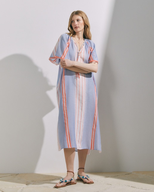 Imagem 0 de Kaftan com Estampado às Riscas Fluor