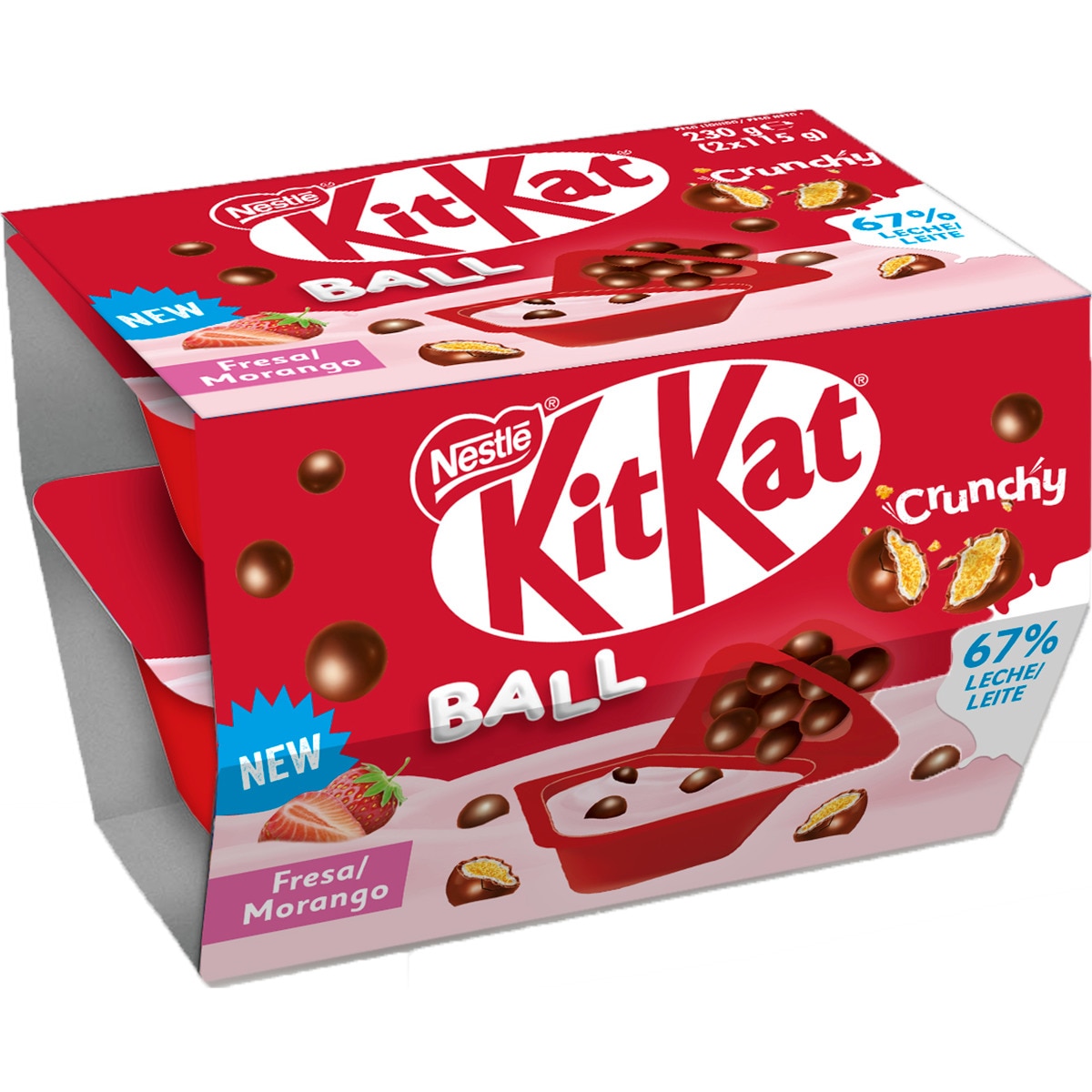 Iogurte de Morango Bicompartimentado com Kit Kat Pack 2 embalagem 115 g