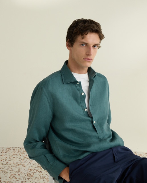 Imagen 0 de Polera de hombre cuello sport 100% lino