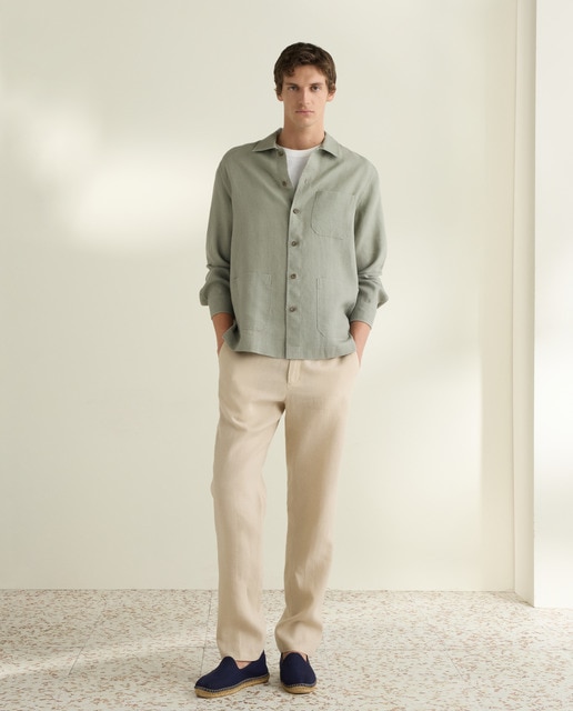 Imagen 0 de Sobrecamisa lisa sport lino de hombre