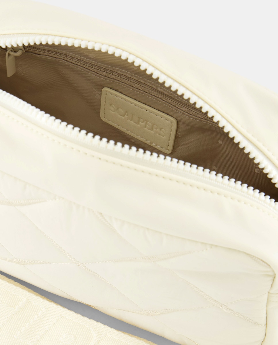 Mala com Alça Dupla Pequena NY Quilted Fabric Bag - Bege Bege-3