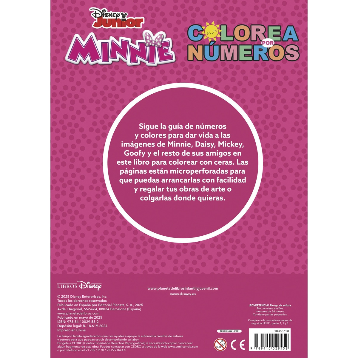Minnie. Colorea por números con ceras: Con 8 ceras de colores · DISNEY (PLANETA) · El Corte Inglés