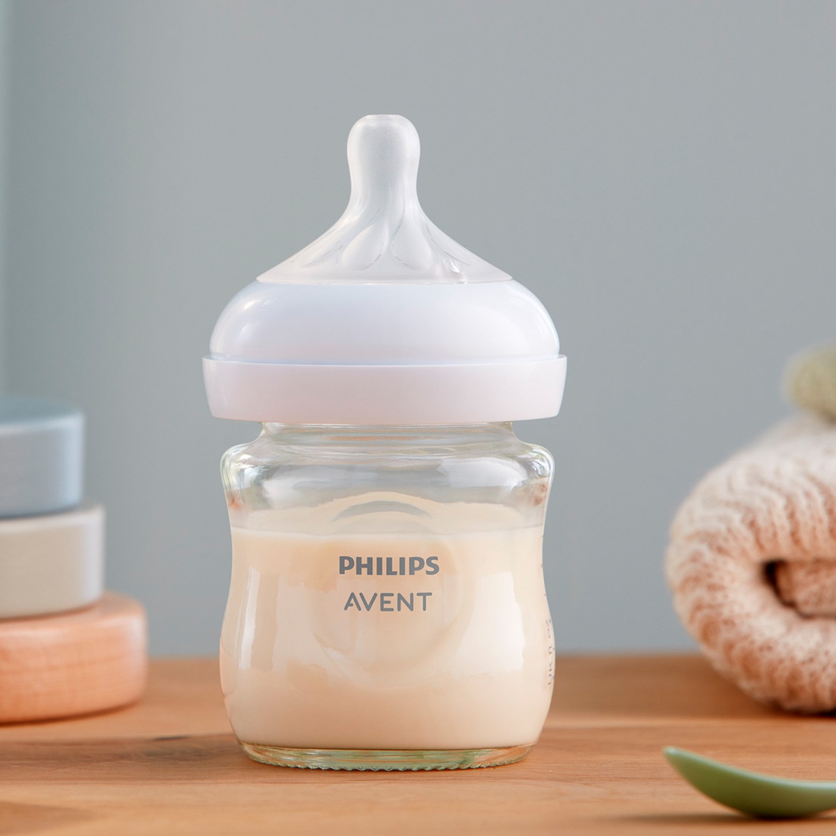 Biberón de cristal 120ml Philips Avent Response, Tetina flujo 2 lento Blanco-4