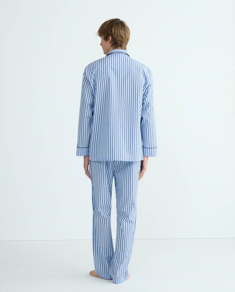 Pijama de Popelina às Riscas Azul-marinho-2