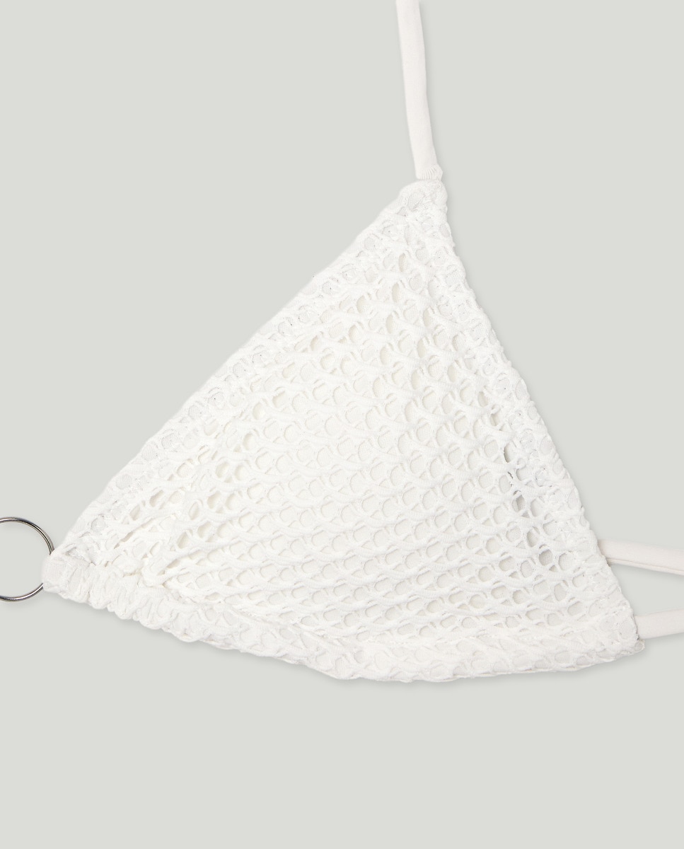 Top de Biquíni de Crochet Branco-marfim-5