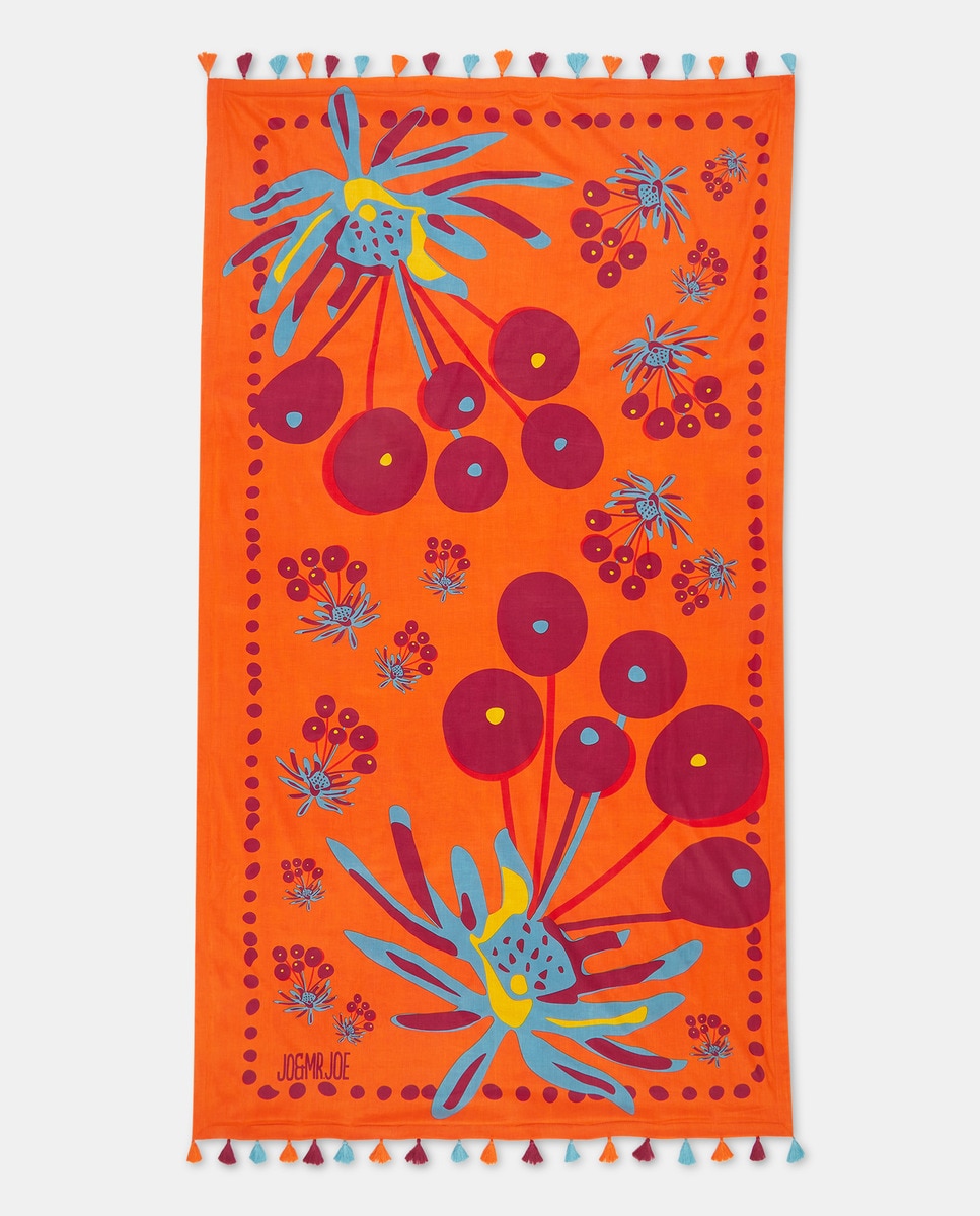 Toalha de Praia com Estampado de Selva 660 Laranja-2