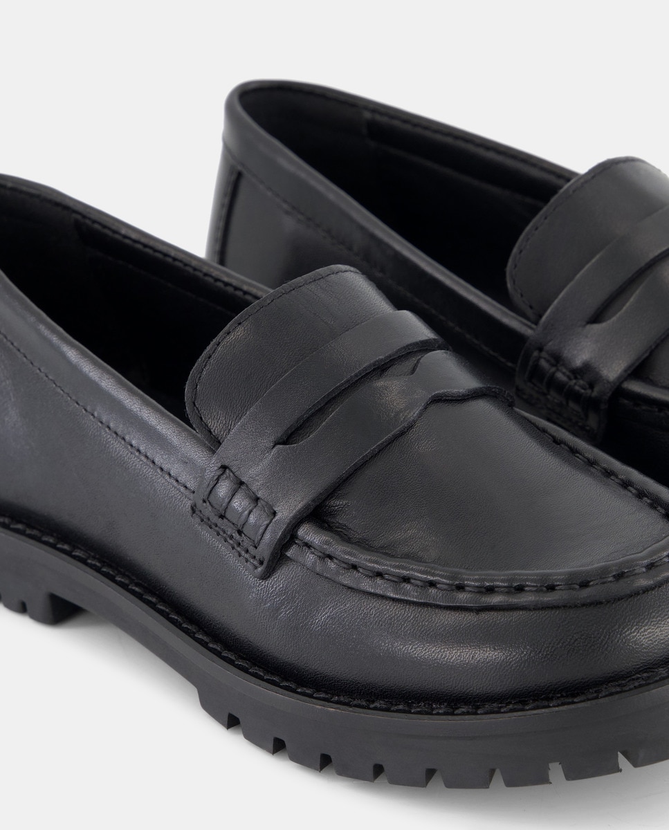 Sapatos de Presilha Escolares em Pele Preto-5