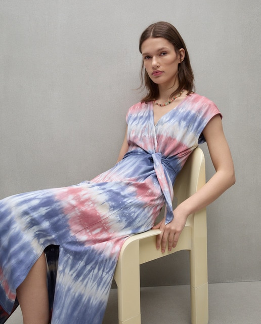 Imagem 0 de Vestido Midi Tie Dye com Manga Curta
