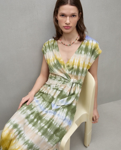 Imagem 0 de Vestido Midi Tie Dye com Manga Curta