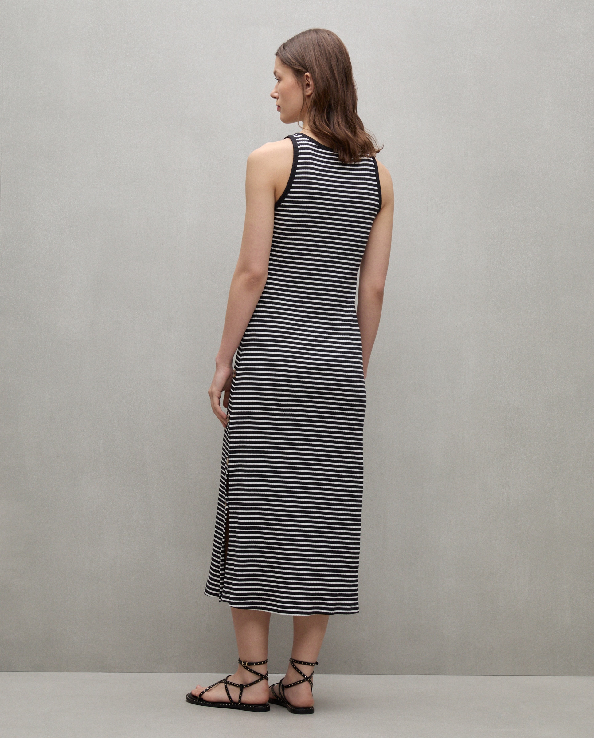 Vestido midi com botões Multicolor-3