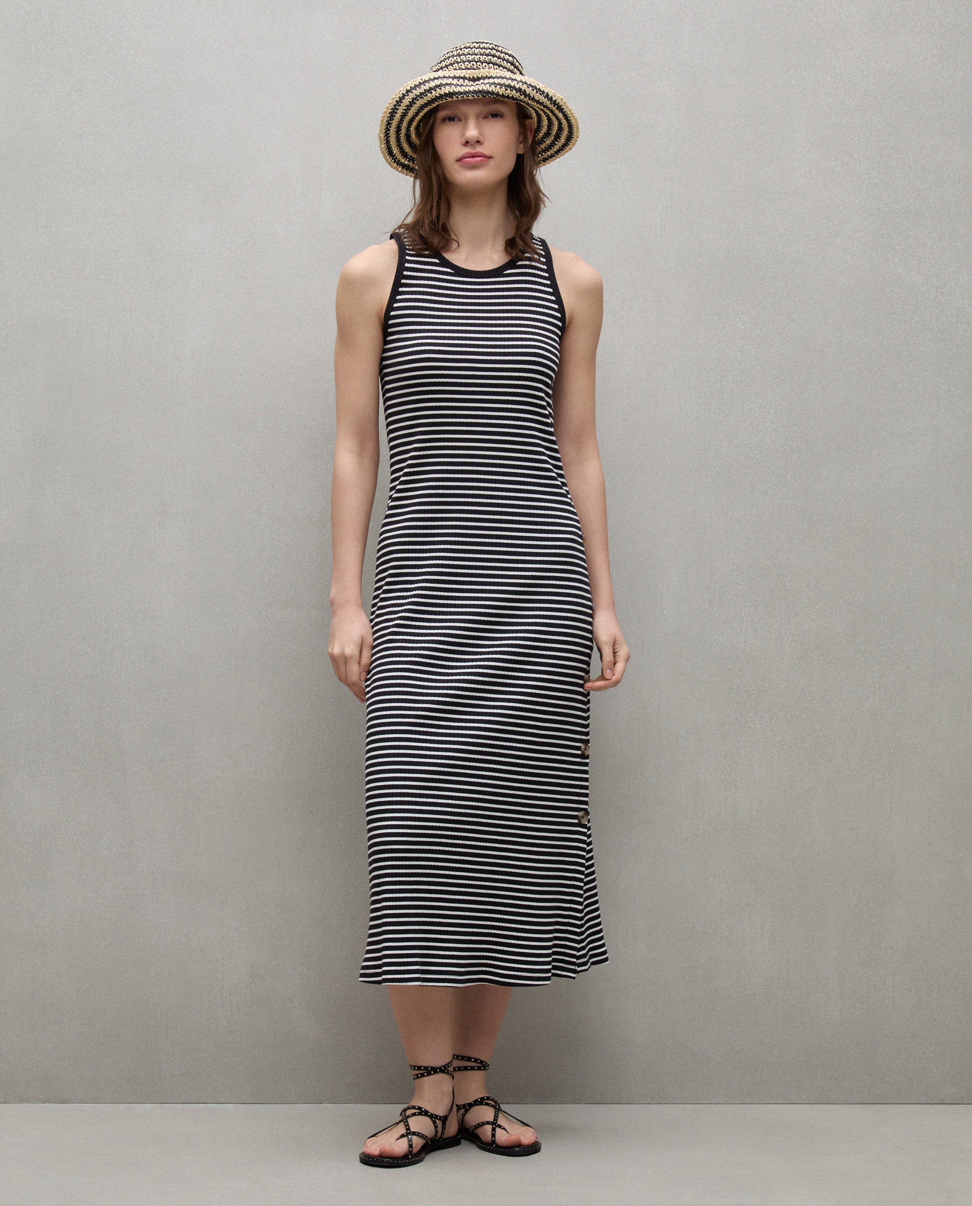 Vestido midi com botões Multicolor-2