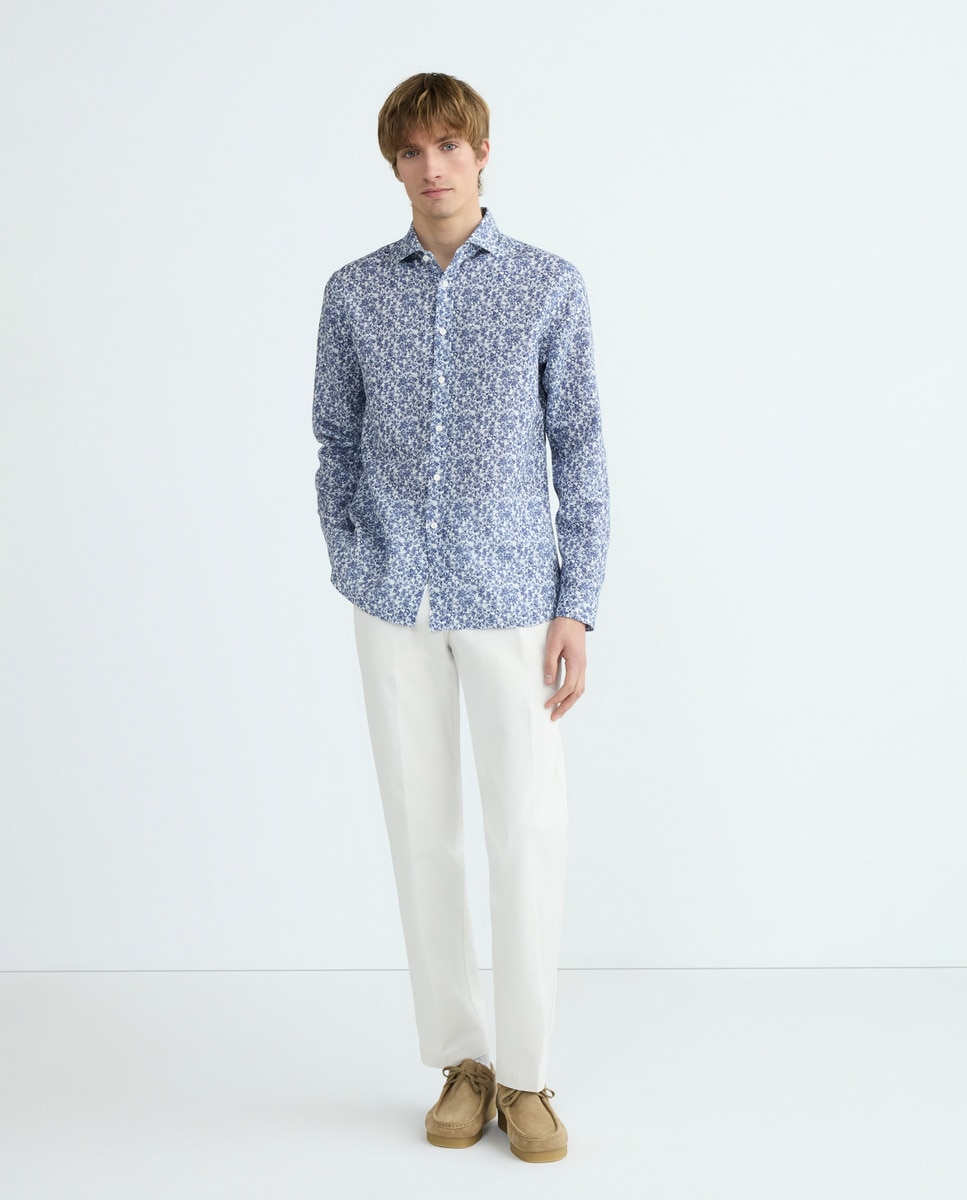 Camisa Italiana de Corte Regular Desportivo Azul-2