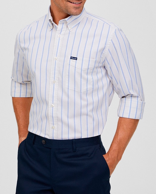 Imagen 0 de Camisa de hombre classic fit de rayas oxford elástico