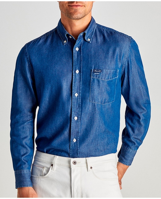 Imagen 0 de Camisa de hombre classic fit lisa de algodón