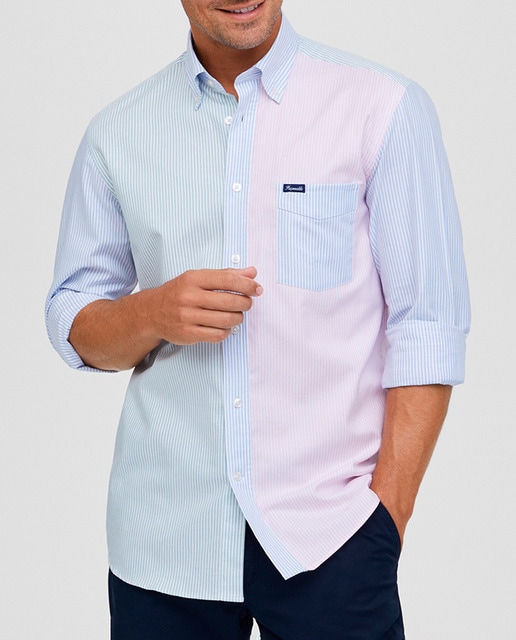 Imagen 0 de Camisa especial de hombre classic fit patchwork de rayas