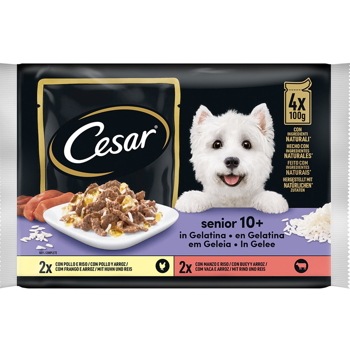 Alimento Húmido para Cão Sénior 4X100g embalagem 400 g