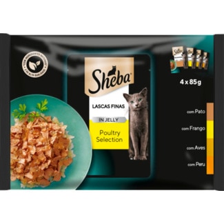 Alimento Húmido para Gato Aves 4X85g embalagem 340 g - Sheba