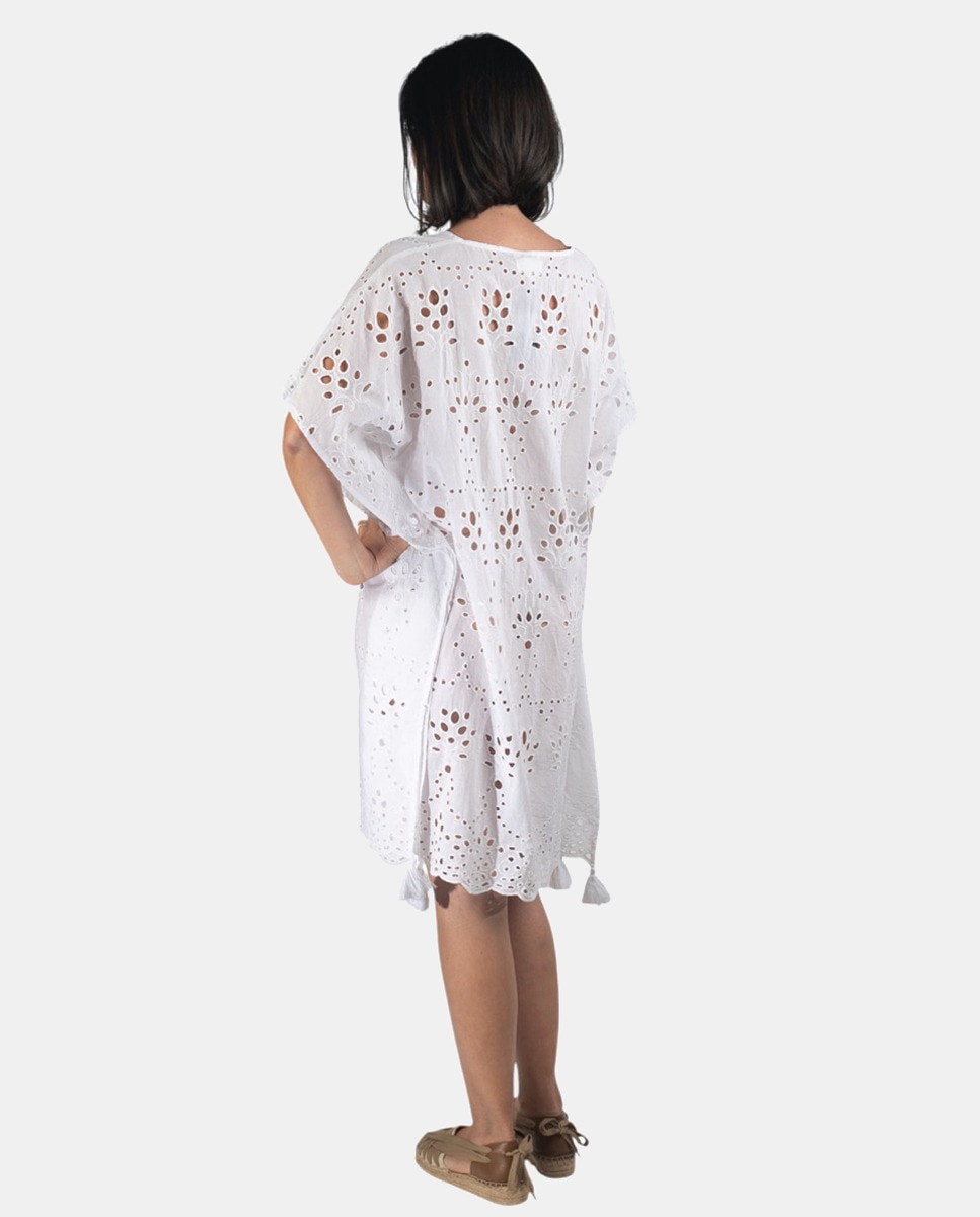 Kaftan Bordado Rendilhado Branco-2
