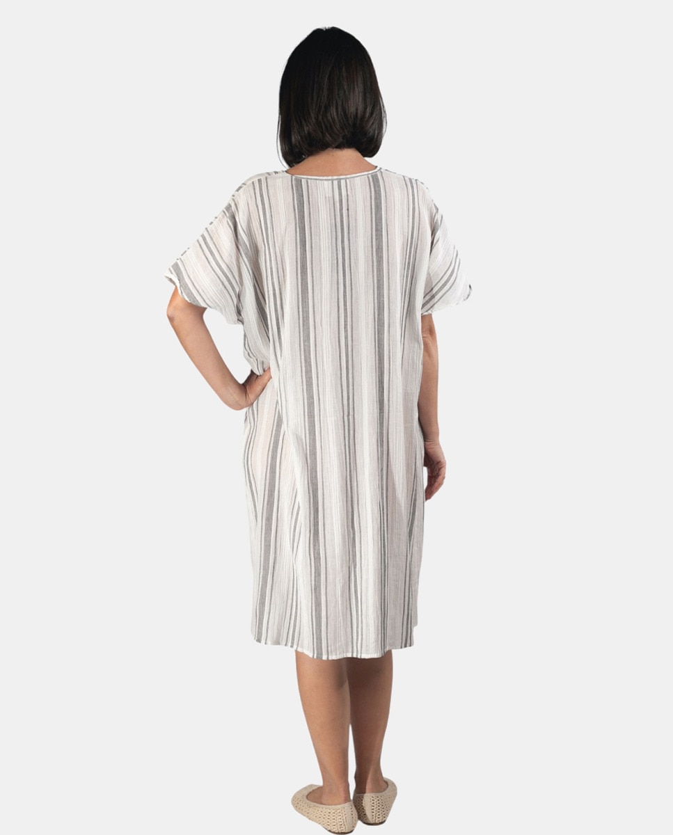 Kaftan com Estampado às Riscas Preto-2