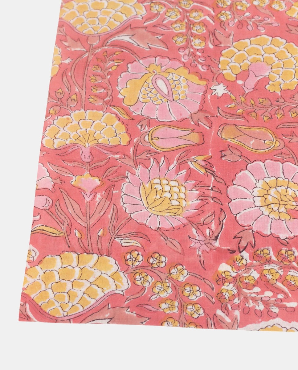 Páreo de Algodão com Estampado Floral Rosa-2