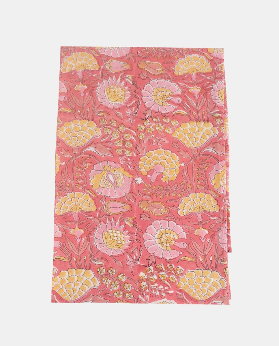 Páreo de Algodão com Estampado Floral Rosa-1