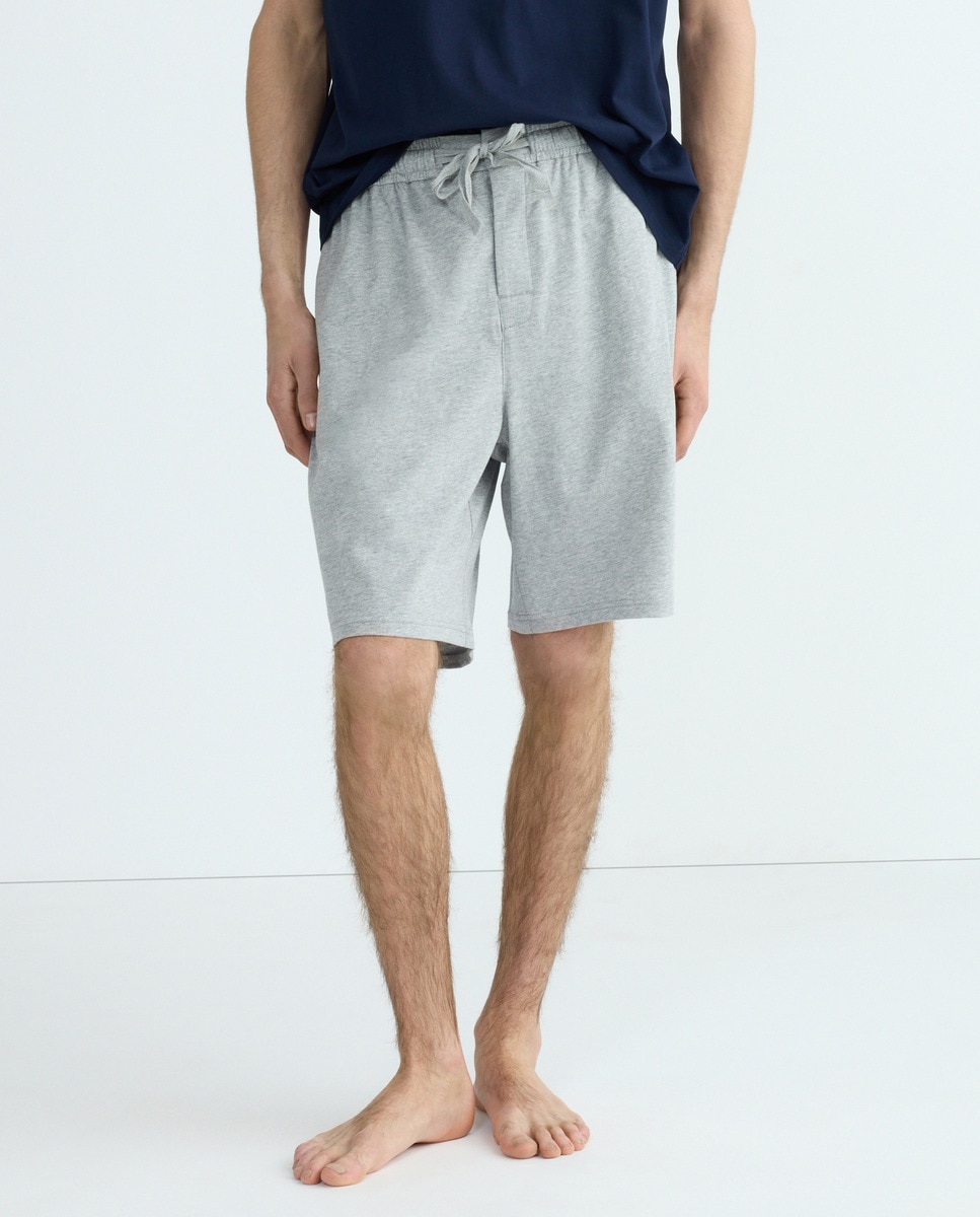 Calções de Pijama de Algodão Cinzento-2