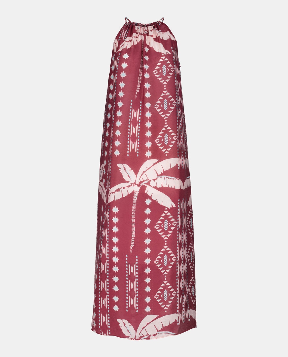 Vestido Estampado Halter Vermelho-4