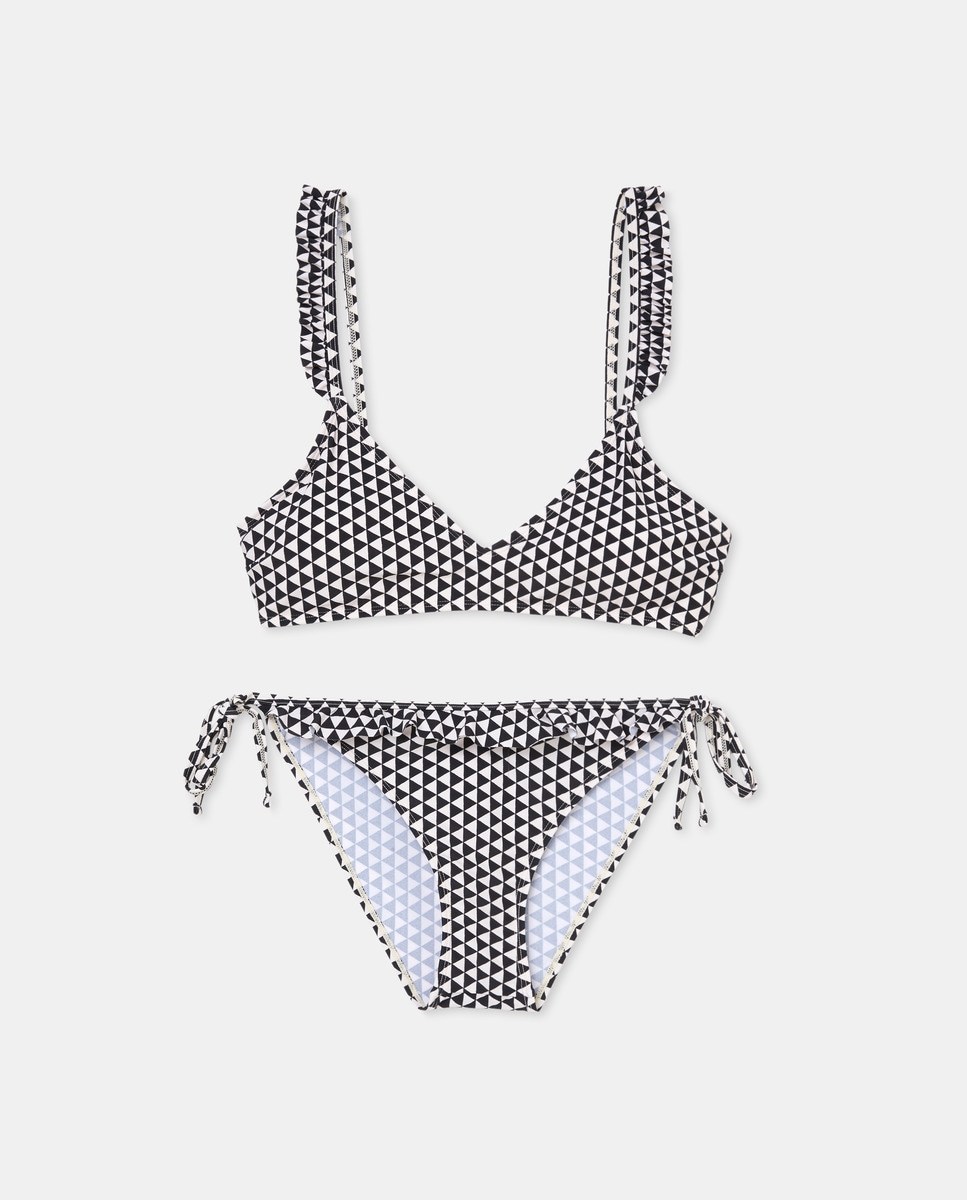 Bikini minivolante escote pico Negro-4