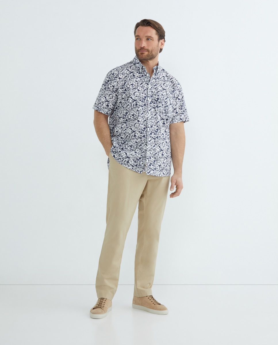 Camisa Tamanhos Grandes Estampada com Manga Curta Azul-claro-2