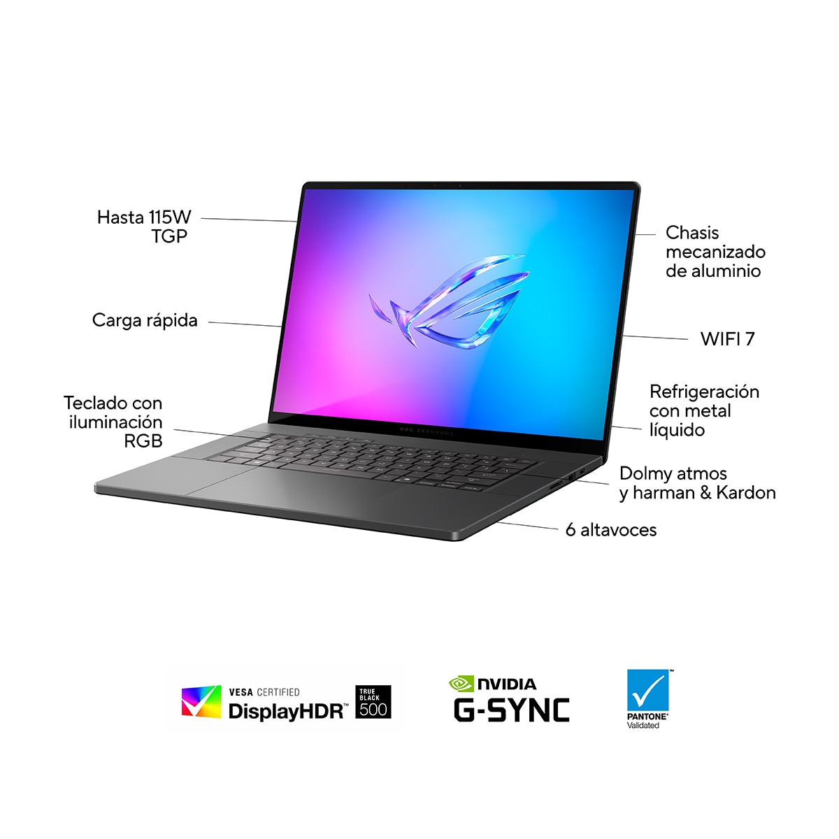 Portátil Gaming ASUS ROG Zephyrus G16 OLED GU605CW-QR120W, Intel Core Ultra 9-285H, 32GB, 2TB SSD, GeForce RTX 5080 16GB, 16", W11 Gris eclipse-4