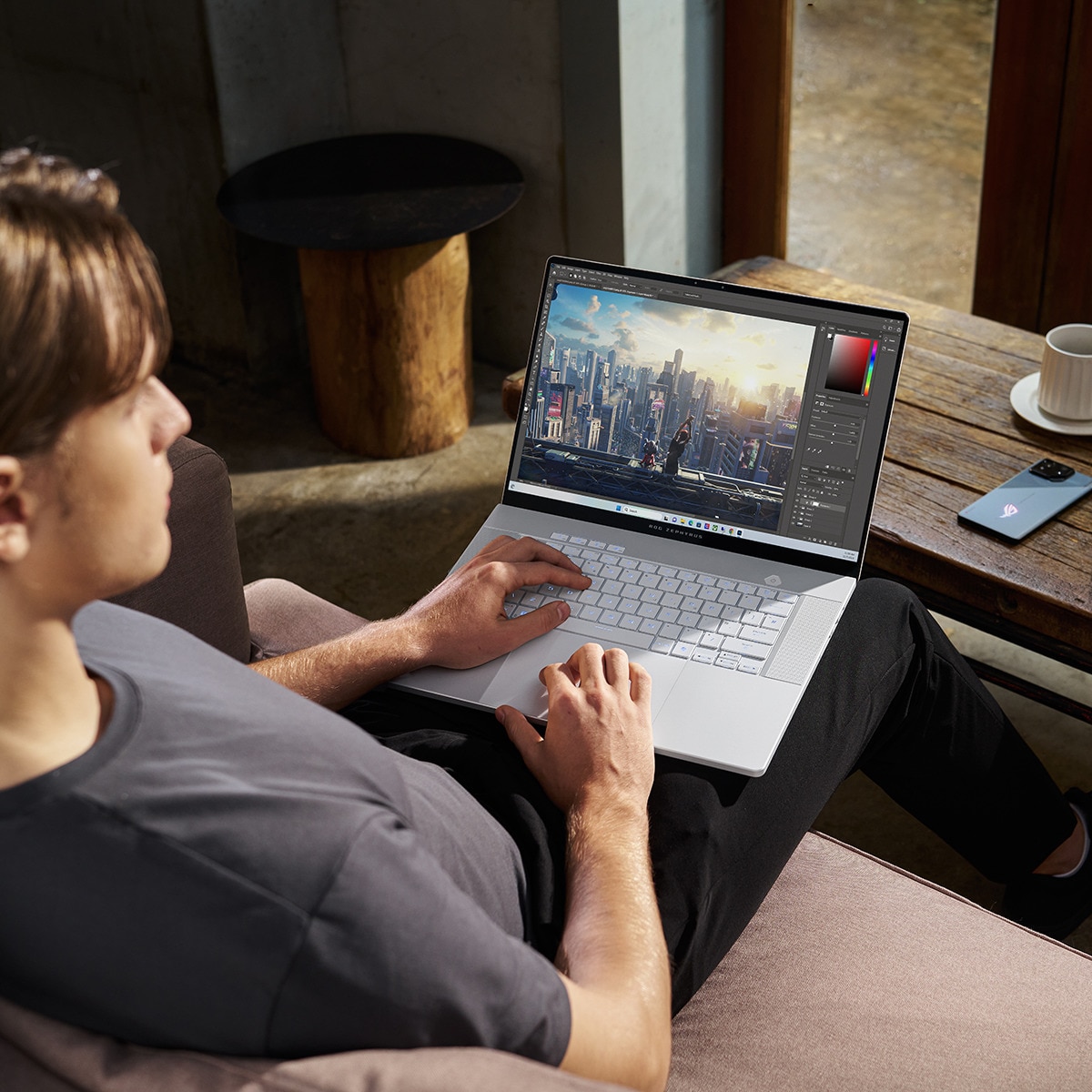 Portátil Gaming ASUS ROG Zephyrus G16 OLED GU605CW-QR120W, Intel Core Ultra 9-285H, 32GB, 2TB SSD, GeForce RTX 5080 16GB, 16", W11 Gris eclipse-9