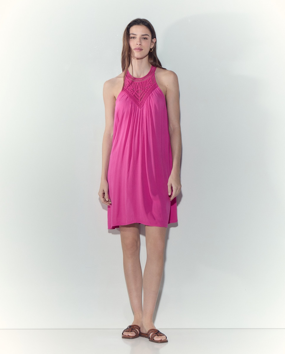 Vestido com Detalhe de Crochet Buganvília-1