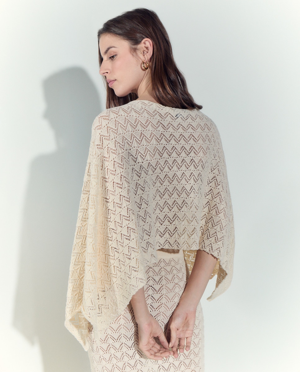 Poncho de Malha Liso 120 Cru-3