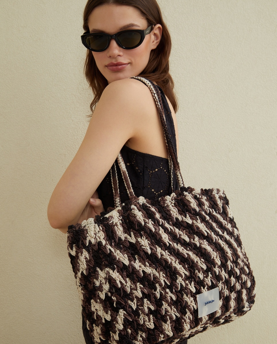 Mala Shopper Handmade de Crochet Preto-4