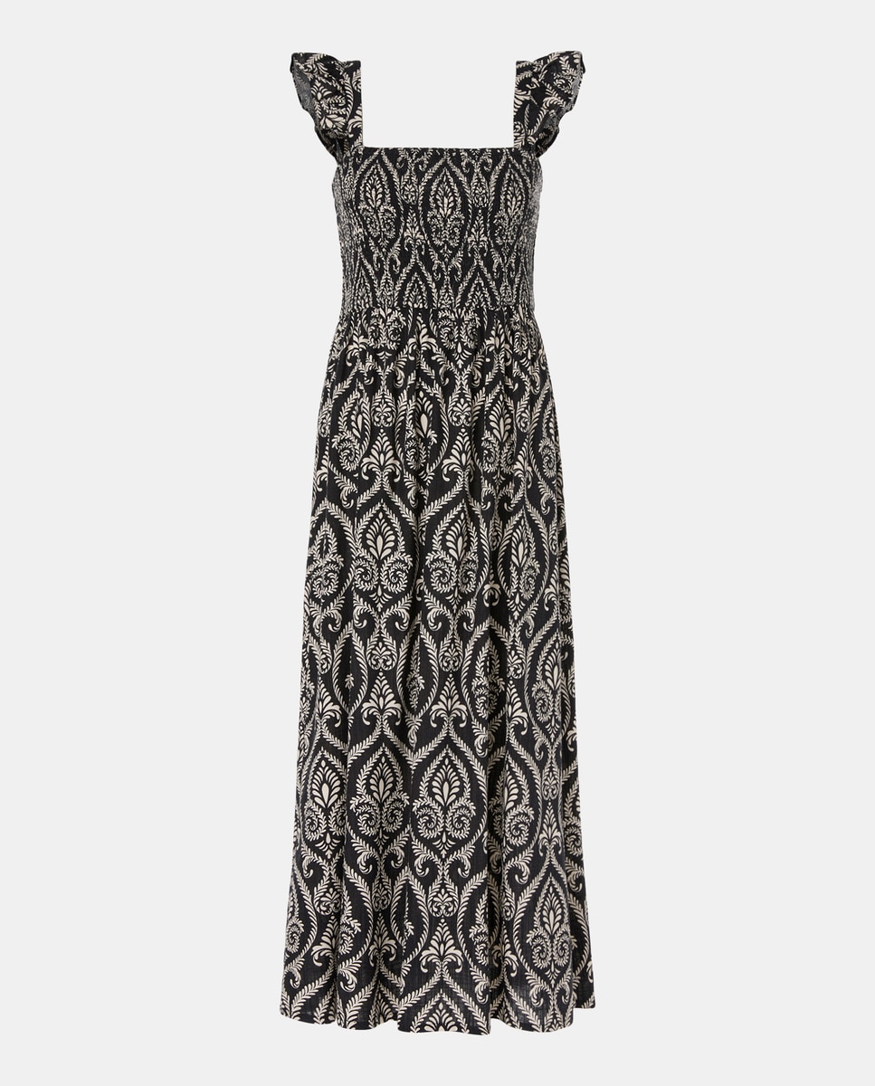 Vestido comprido com Favos de Mel Preto-4