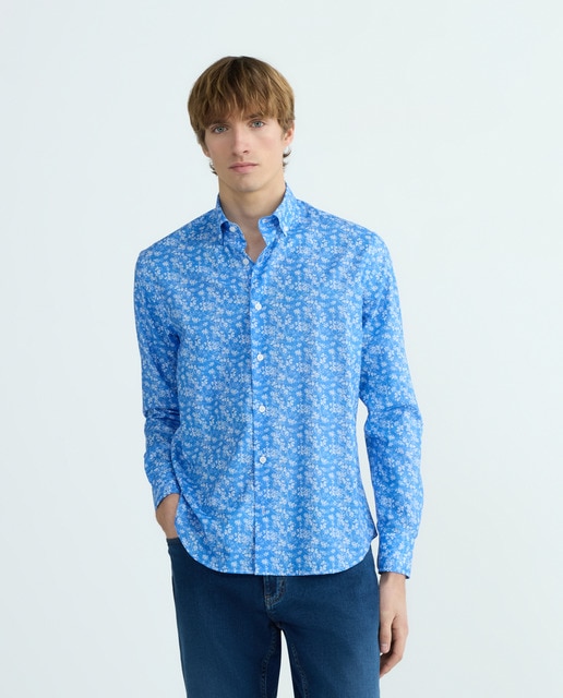 Imagem 0 de Camisa Regular de Popelina com Estampado Floral