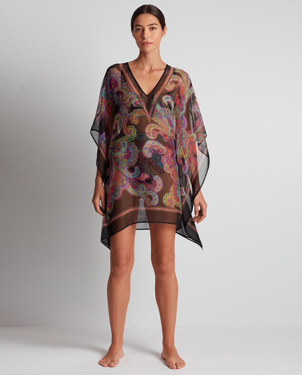 Vestido Estampado com Decote em Bico Multicolor-4