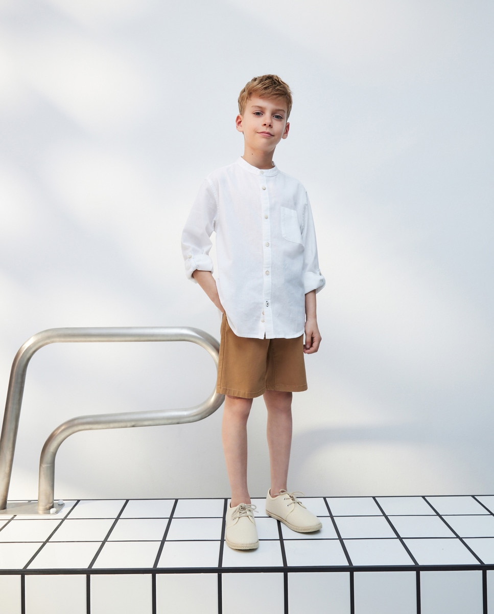 Camisa com Gola à Padre Branco-2