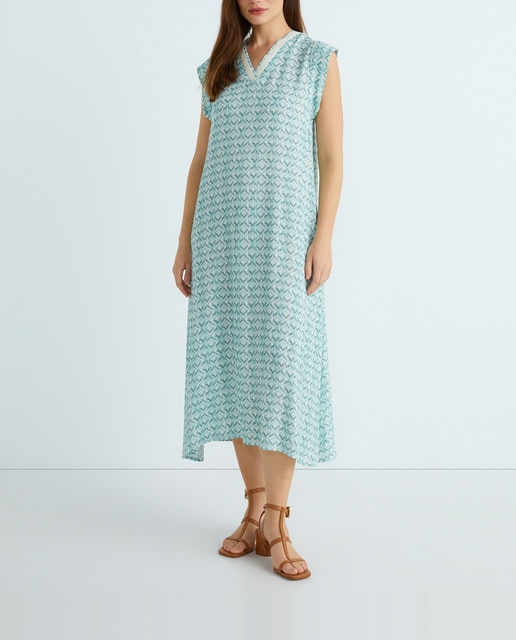 Imagen 0 de Vestido de manga caida corta y escote pico