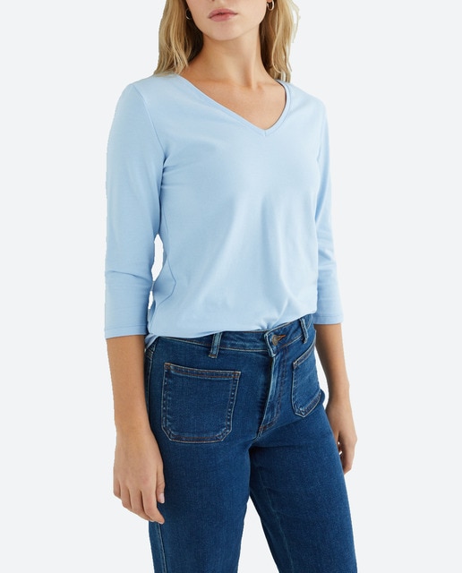 Imagen 0 de Camiseta de manga 3/4 y escote pico mujer