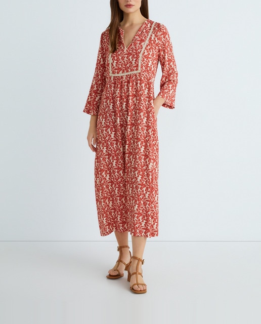 Imagen 0 de Vestido largo con manga 3/4 y escote redondo