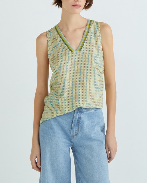 Imagen 0 de Blusa sin mangas con escote pico