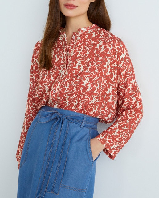 Imagen 0 de Camisa de manga caida 3/4 con cuello mao mujer