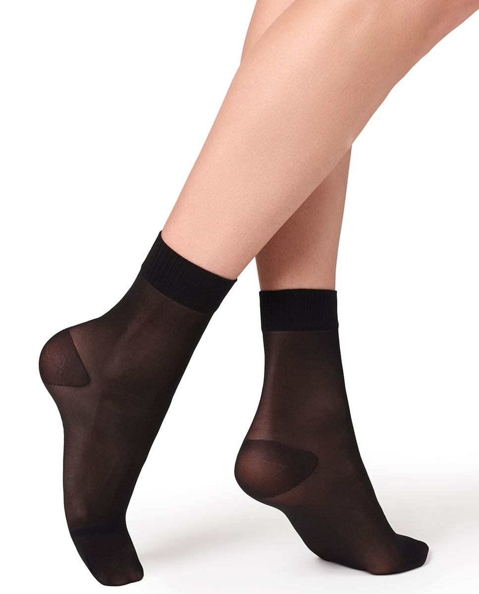 Pack de dois pares de meias pelo tornozelo de 40 deniers com elástico antipressão de mulher Filodoro Preto-3