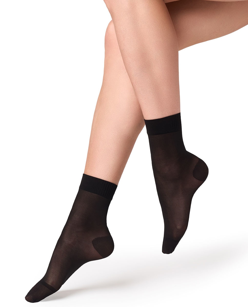 Pack de dois pares de meias pelo tornozelo de 40 deniers com elástico antipressão de mulher Filodoro Preto-2