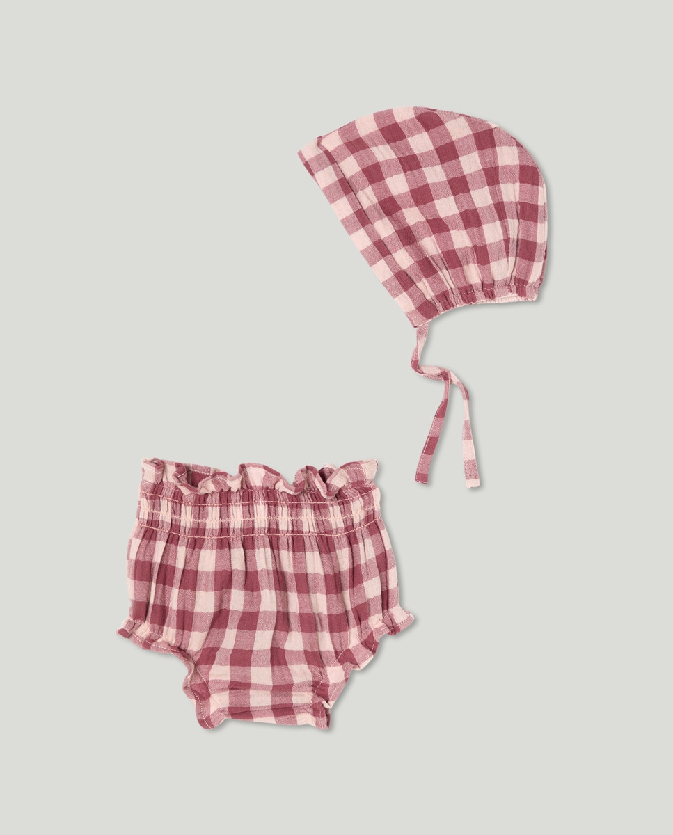 Conjunto recién nacido capota y cubrepañal Rosa-2